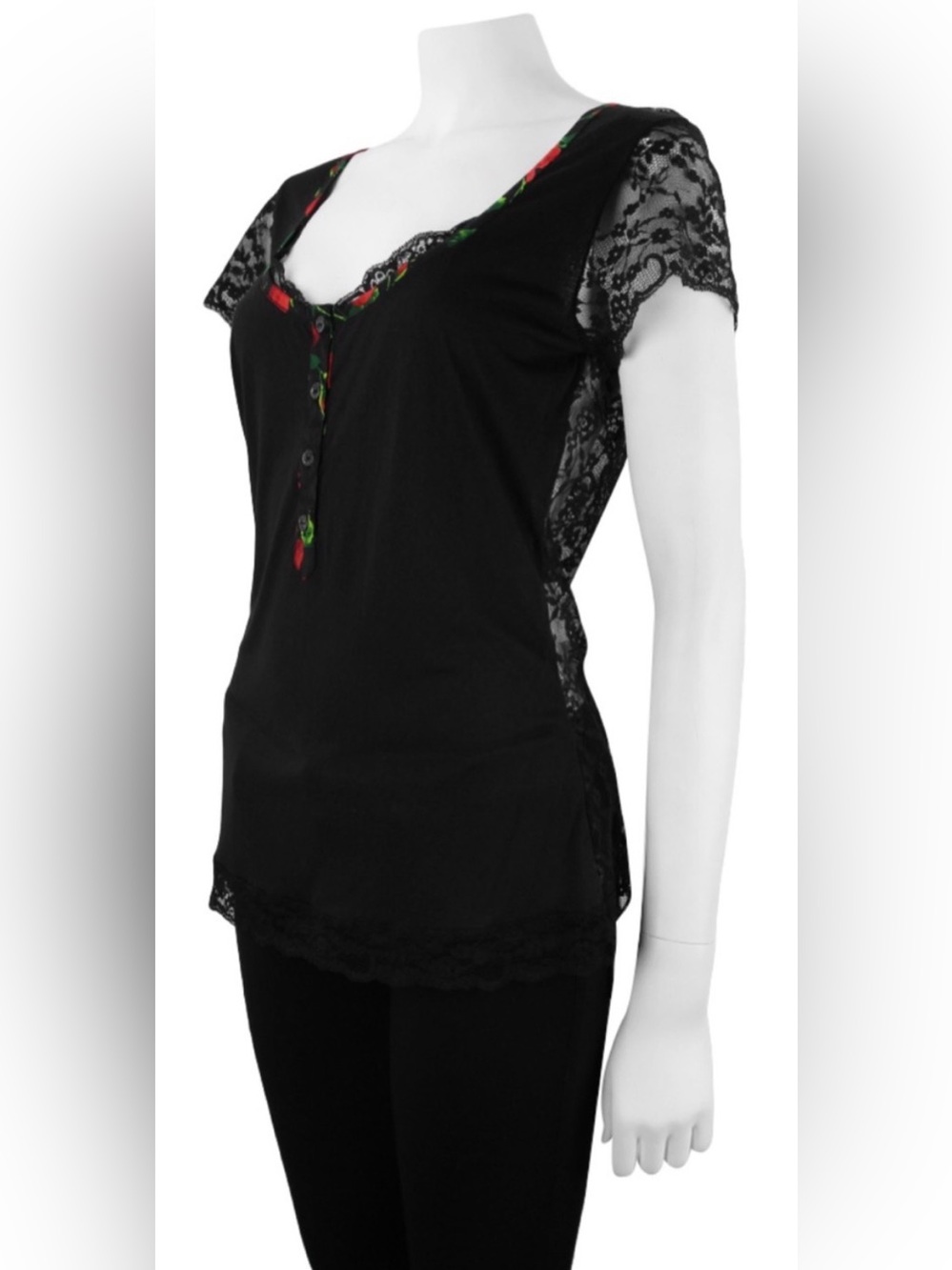 Vintage D&G Dolce & Gabbana Lace Back Henley Tee - Medium / IT 42